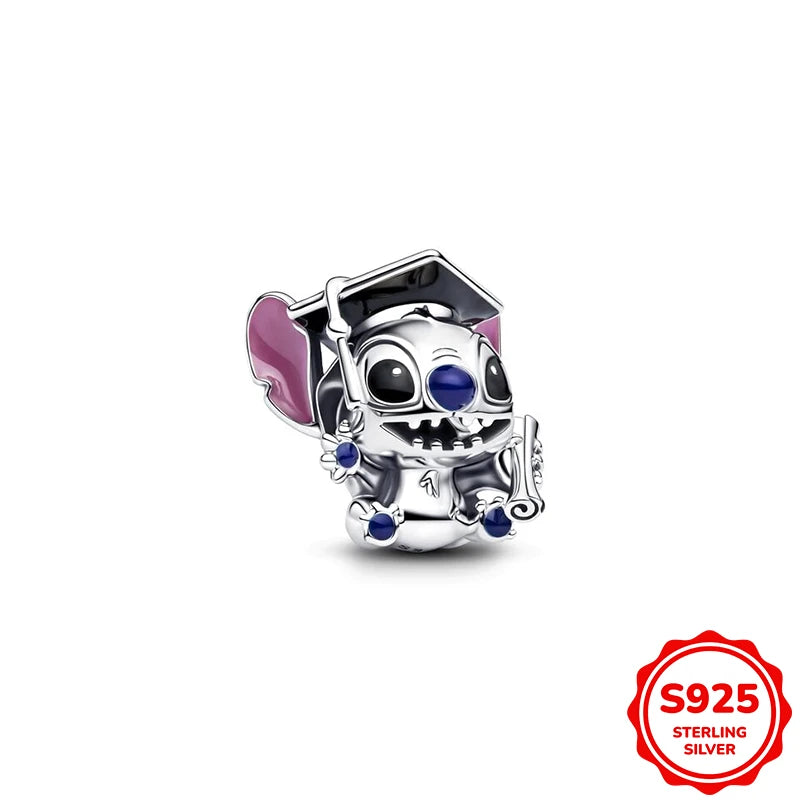 Charms plata de ley Disney Stitch Mickey and Minnie Pendant Beads Fits 3mm Bracelet Necklace For Women Luxury DIY Fine Jewelry