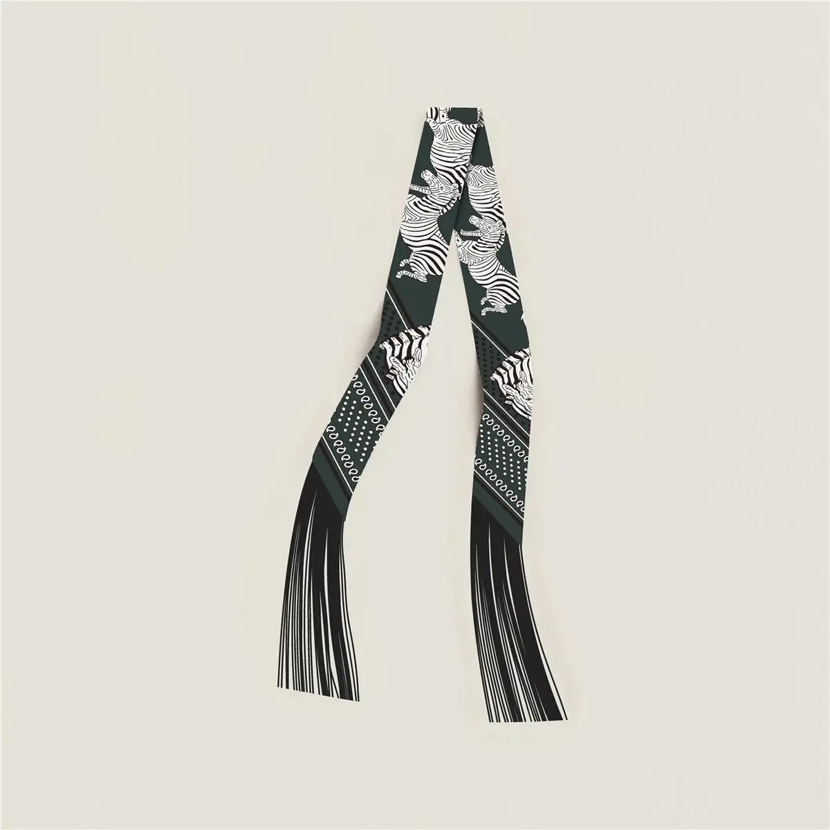 130x5cm Tassel Cashew Print Scarf Women's All-season Twill Silk Decorative Ribbon Multi-purpose Bag Hair Tie Belt Scarf