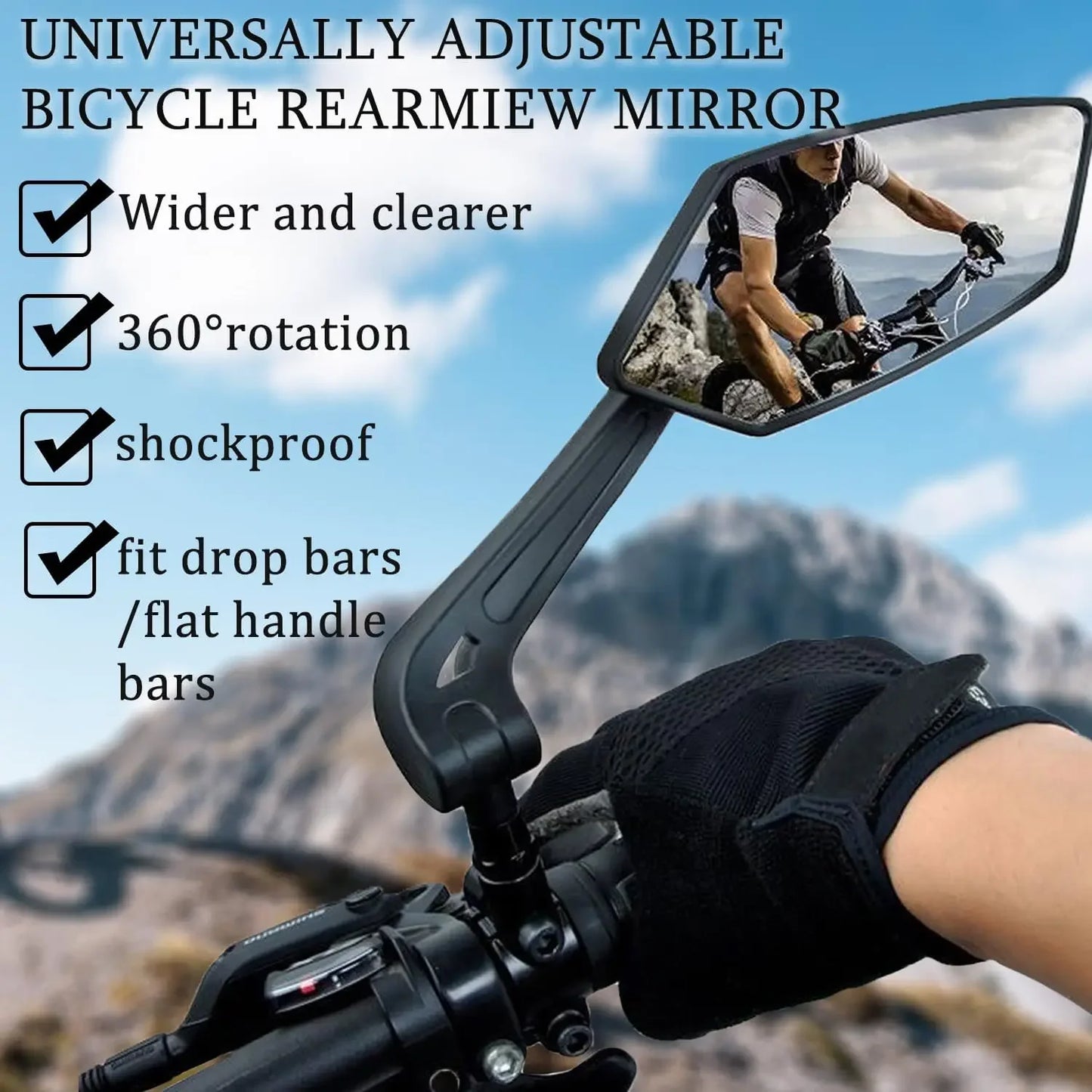 360-Degree Rotating Bike Mirrors for Handlebars with Scratch-Resistant Glass Lens Universal Safe Riding Rear View Mirrors