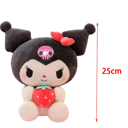 25cm Sanrio Strawberry Kuromi Pillow Plush Toy Soft Stuffed Animal Strawberry Melody Figure Doll Gift For Girl Birthday Gifts
