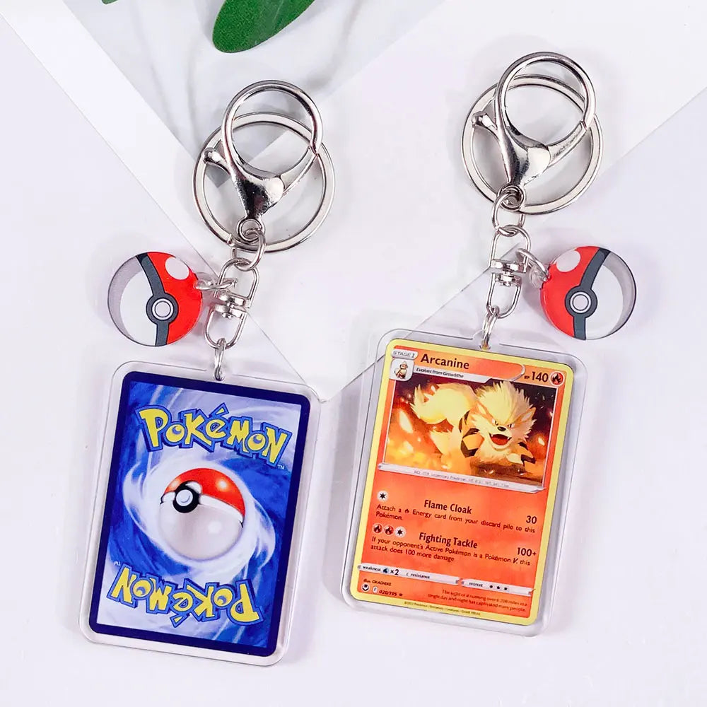 Pokémon Card Cute Acrylic Car Keychain Accessories Pikachu Charizard Gengar EeveeBag Charm Backpack Pendant Gifts For Friends