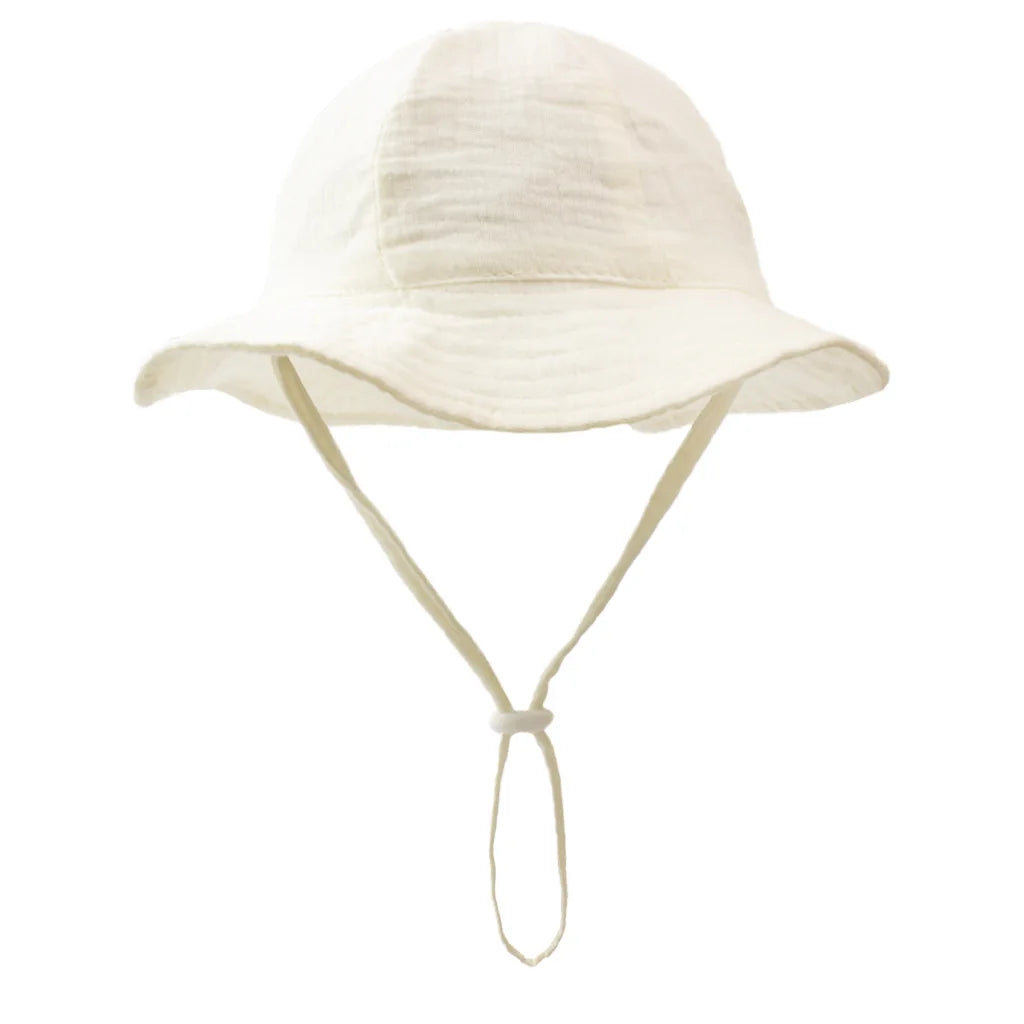 INS Baby Pure Cotton Basin Hat Sun-Protective Breathable Baby Fisherman Hat Solid Color Children's Sun Hat