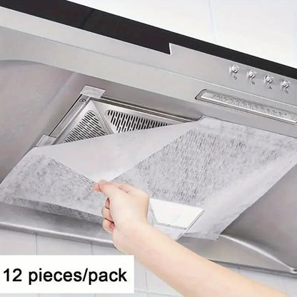 12-Pack Heavy-Duty Range Hood Filters - Oil-Absorbing Mesh Covers for Kitchen Ventilation, Easy Install