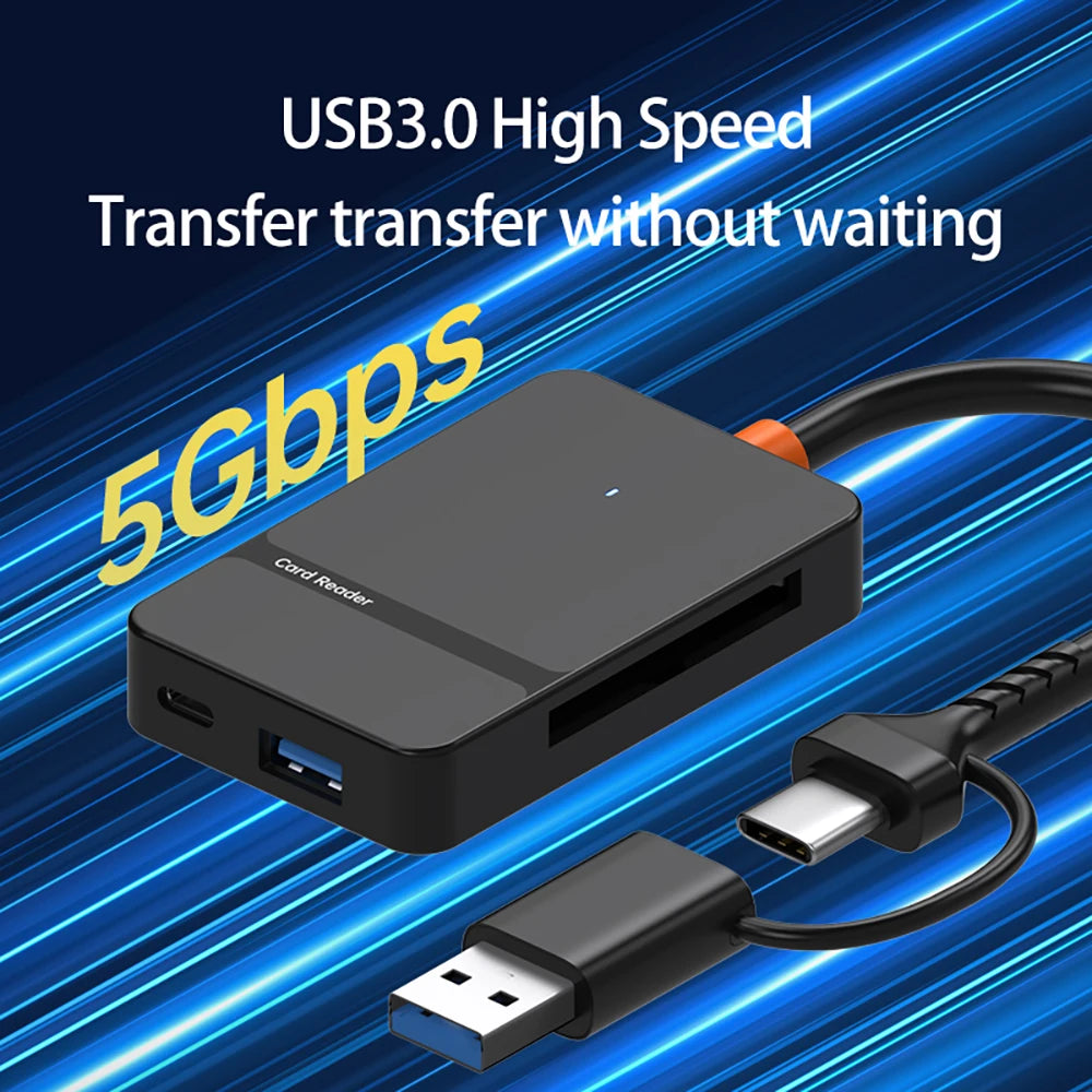 USB C 8-in-1 Card Reader Multi-functional Card Reader Support  SD/TF/CF/MS Card Read 5Gbps Write Read U Disk Flash Card Adapter