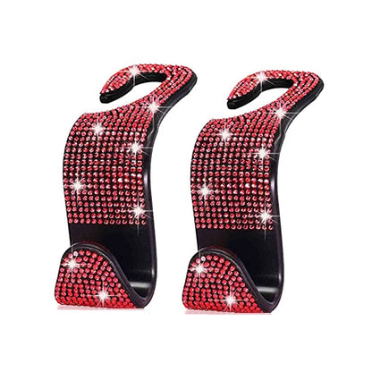 Rhinestone Decor Car Seat Back Hook Hanger Universal Bling Diamond Vehicle Auto Headrest Storage Holder Car Accessories