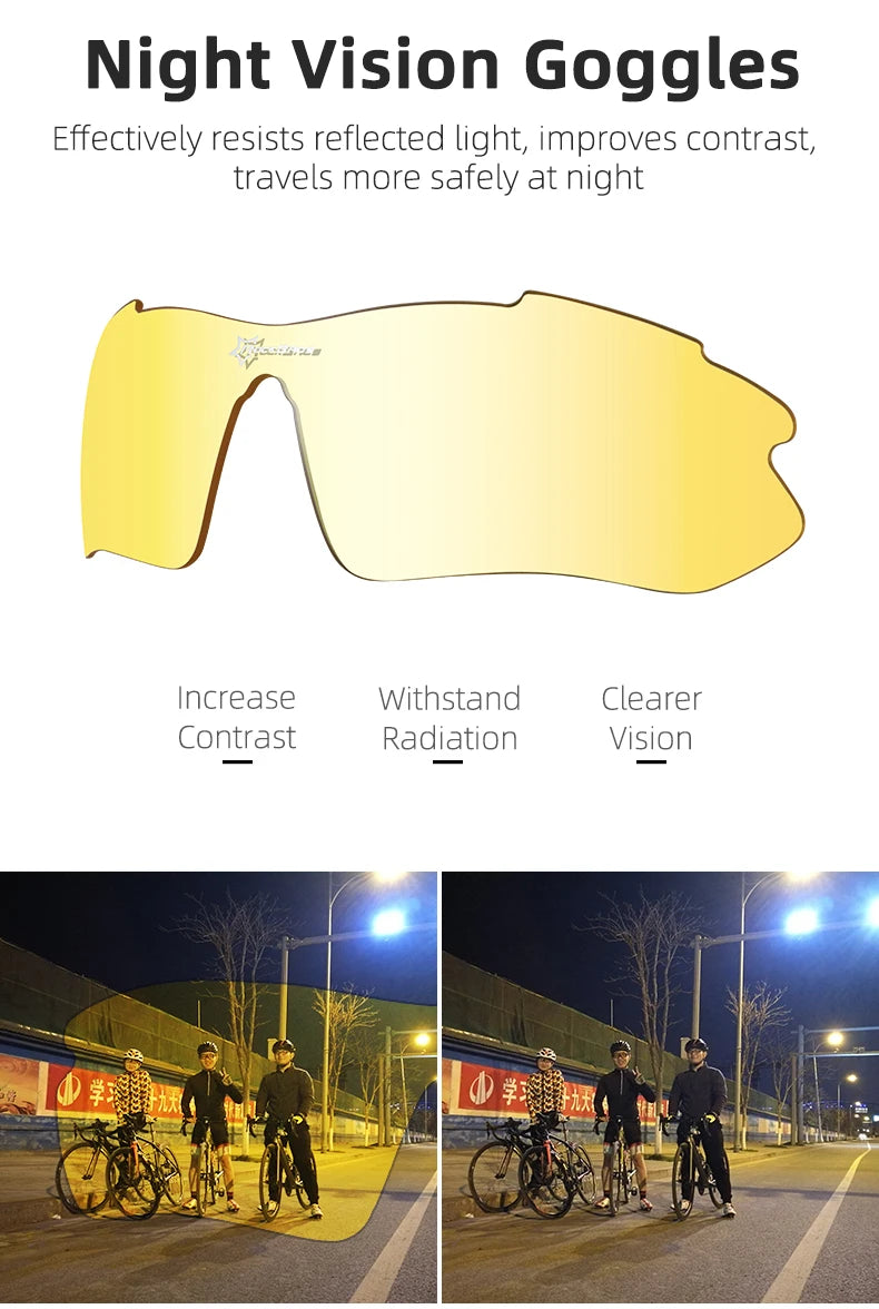 ROCKBROS Cycling Polarized glasses Bike Outdoor Sports Sunglasses MTB Road PC Goggles Eyewear Glasses 5/3 Lens Bicycle Accessory