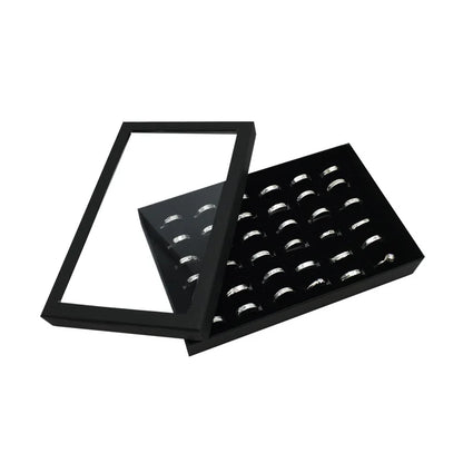 36 Slot Rings Display Box Stand Metal Earrings Storage Box Storage Box with Transparent Cover Jewelry Display Cabinet