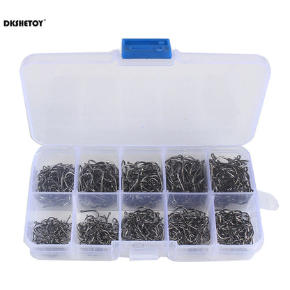 100-1000pcs Fish Hooks with barbed fishhook For Bait With Plastic Box Kit For Saltwater Freshwater fishing tools