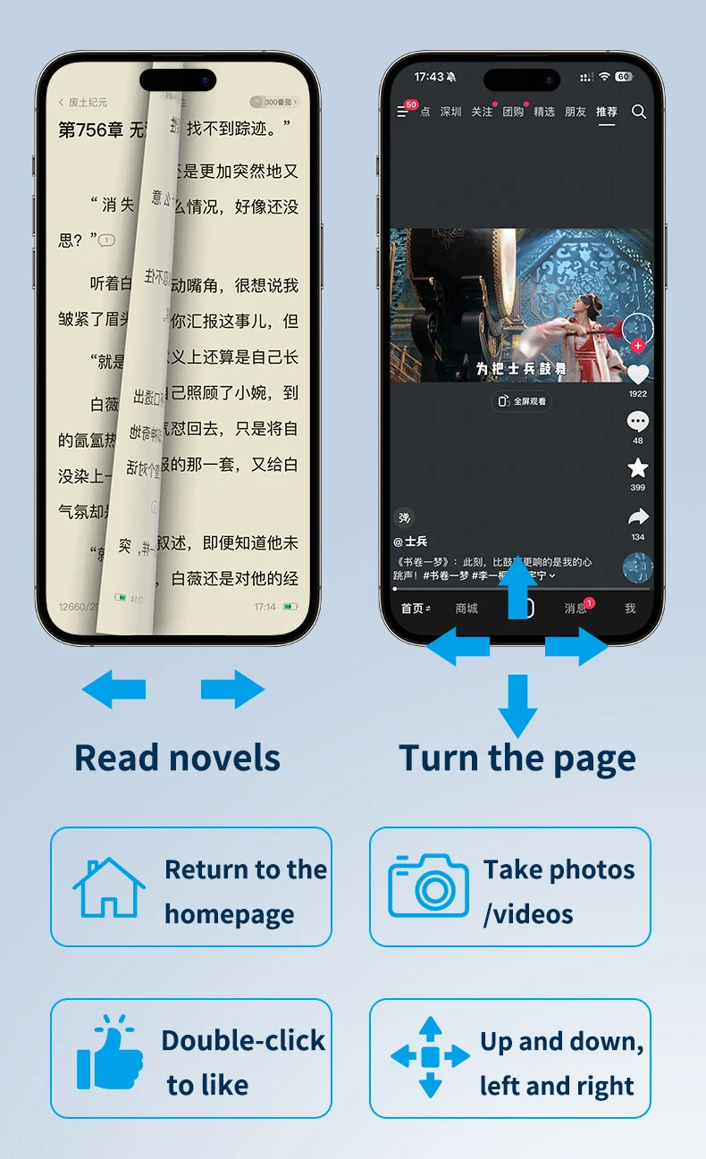 Cell Phone Scrolling Ring Wireless Finger Shutter Remote Control Page Turner Mobile Phone Controller BT For Travel