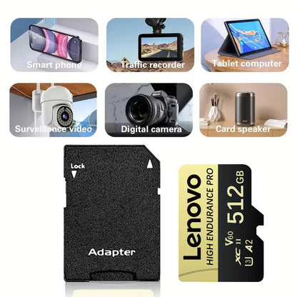 Lenovo SD Card Memory Card 1TB High Speed TF Flash Card 4K Full HD Video Micro SD Card 128GB 256GB 512GB For Xiaomi Camera PC
