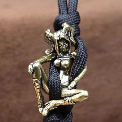 Beauty Girl Brass Knife Beads DIY Paracord Handmade Woven Lanyard Pendants Umbrella Rope Bracelet Charms DIY Accessories