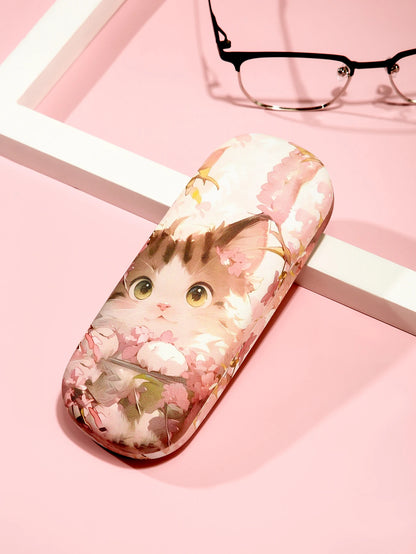 1pc Cartoon Cute Cat Printed Fashion Hard Shell Protective Glasses Case Durable Portable Storage Box For Women Eyewear Protector