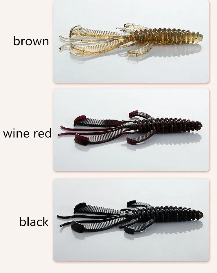10pcs silicone soft bait lobster fishing bait 8cm sunken shrimp rotating double tail sea fishing outdoor fishing accessories