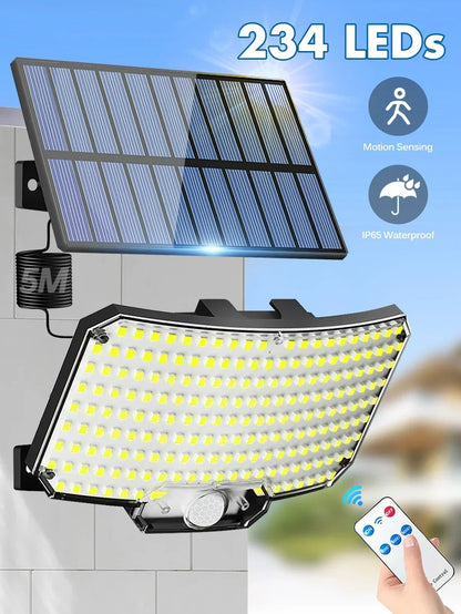 234/280 LED Solar Lights for Outside Motion Sensor Solar Flood Lights Waterproof Solar Powered Security Spot Garden Wall Lights