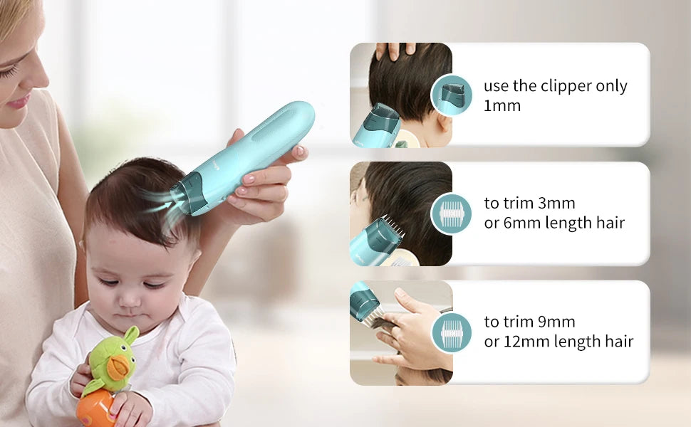 Vacuum Hair Clippers for Kids & Men Rechargeable Cordless Hair Cutting Machine with Safe Ceramic Blade Waterproof Hair Trimmers