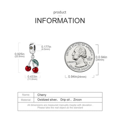 Charms Silver 925 Ladybugs and Cherry Strawberries Pendant Bead Fit 3mm Bracelet Bangle Necklace For Women Luxury Jewelry Making