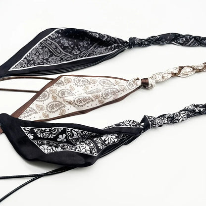 Spring and summer silk scarf woven belt, elegant accessory for women, fashionable belt, retro American-style belt