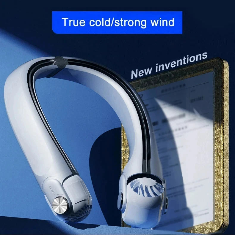 Portable Neck Hanging Fan With Usb Charging Adjustable Bladeless Turbofan Bladeless Student Dormitory Home Outdoor Cooling