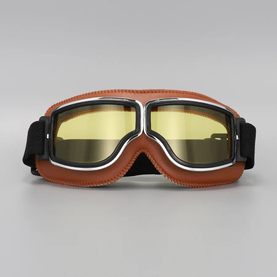 Motorcycle Glasses Windproof Motorcycle Helmet Glasses Sunglasses Retro Universal Folding Leather Retro Motorcycle Accessories