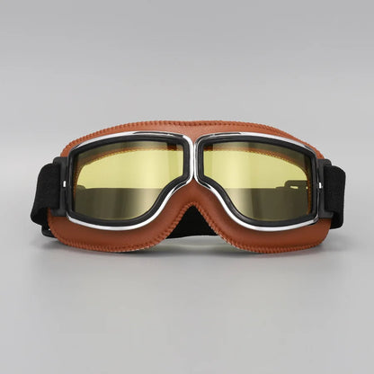 Motorcycle Glasses Windproof Motorcycle Helmet Glasses Sunglasses Retro Universal Folding Leather Retro Motorcycle Accessories