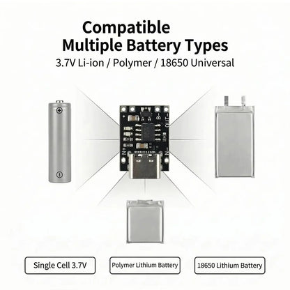 1-20PCS Universal USB Type C Charging Board 3.7V Lithium Battery Charger Board Over Module with Protection Circuit Connectors