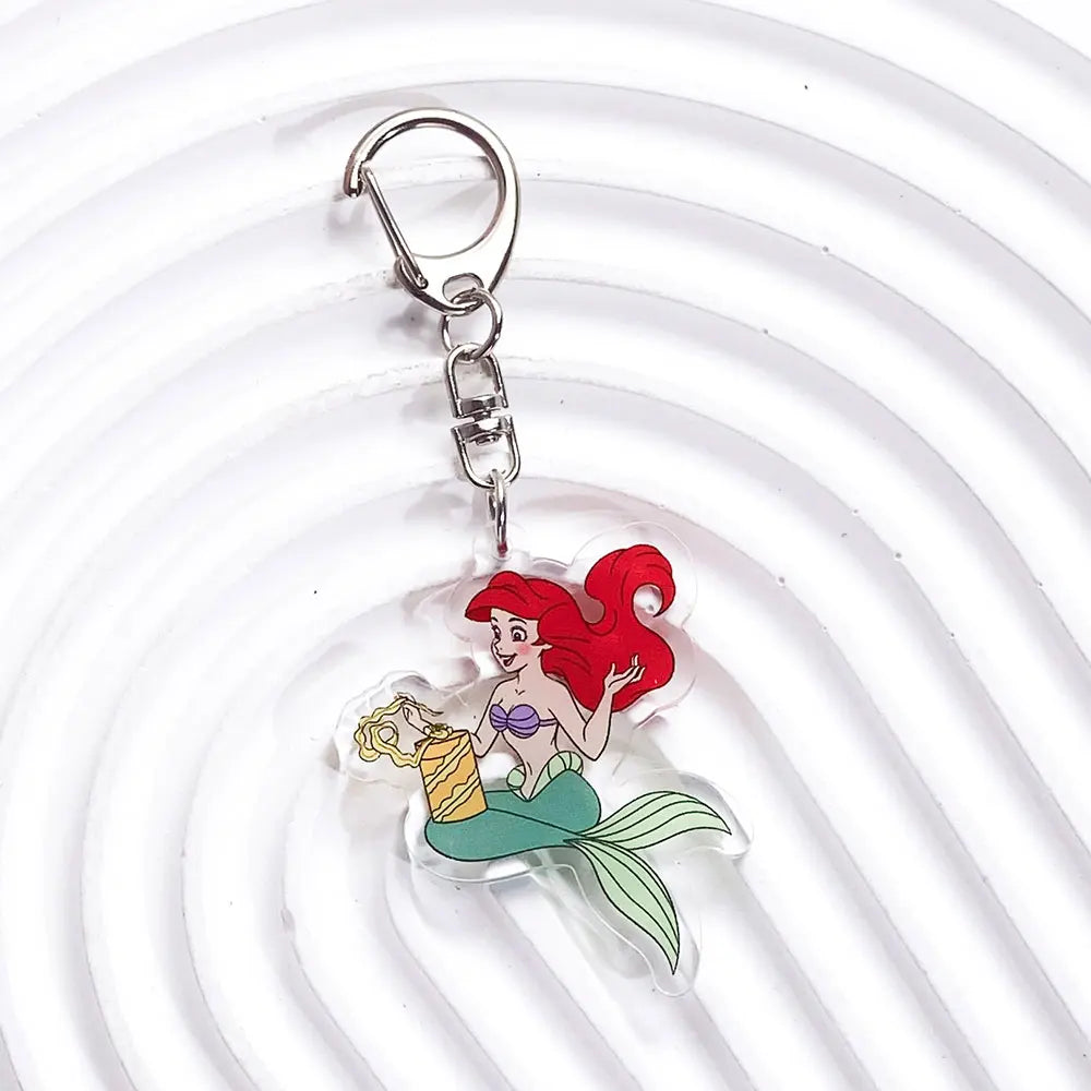 1/13Pcs Disney The Little Mermaid Ariel Ursula Acrylic Keychain Bag Charms Accessories Backpack Key Holder Keyring Fans Friends