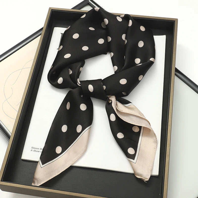 70x70cm Women Silk Scarf Small Satin Square Print Wrap Foulard Femme Handkerchief Bandana Neck Hair Skinny Tie Scarves Shawls