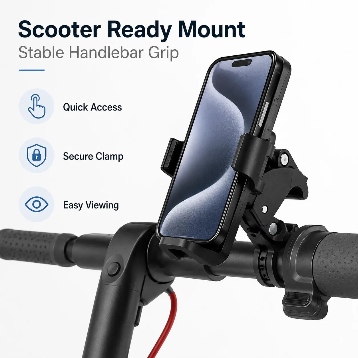 Universal Handlebar Phone Holder Adjustable Bike Scooter Stroller Wheelchair Mount Clamp Stand for 4.0-7.0 Inch Smartphones Uses