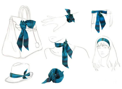 Extended Ribbon Scarf, Silk Hair Bandana & Bag Accessory, Handmade Long Neck Wrap for Women, Versatile Chic Style