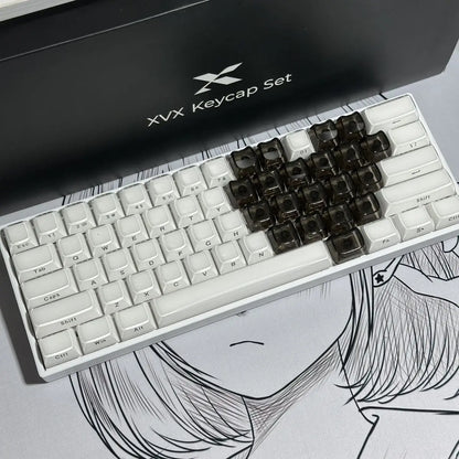 20pcs 1U Keycaps with Unique Cats Head MAO Transparent Keycap Comfort Typing PBT No Engraved Keycap DIY Keyboards For Aula Ajazz