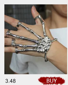 Skeleton Hand Bracelet For Women Gothic Punk Skull Elasticity Adjustable Bracelet Bangles Femme Halloween Party Accessories