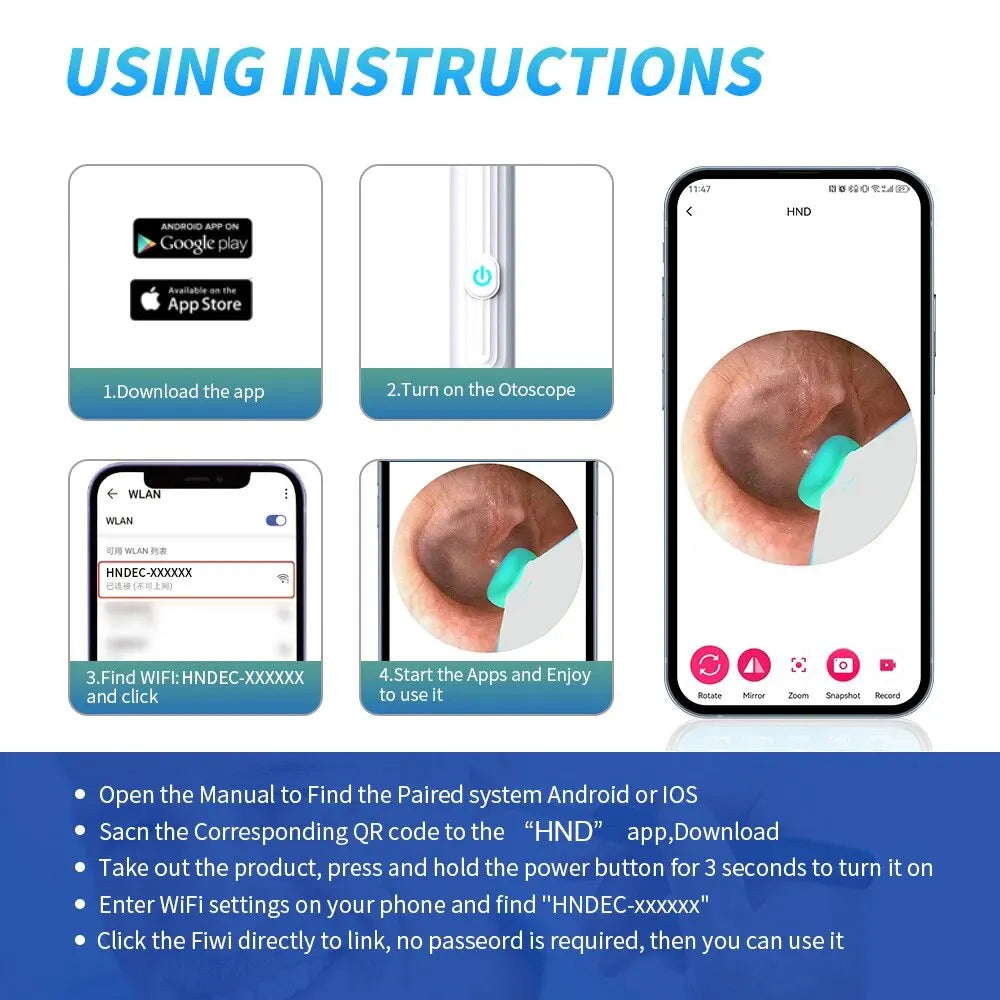 Ear Cleaner with Camera Set HD Ear Sticks Otoscope USB C Charging Endoscope Wax Removal Tool Earpick Ear Cleaning Set NK3 Pro