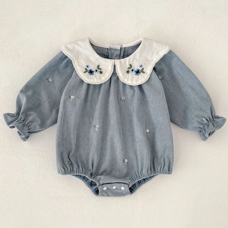 2025 New Toddler Baby Girls Romper Spring Children Clothes Ruffled Long Sleeved Cotton Baby Clothing Flower Baby Girls Jumpsuit