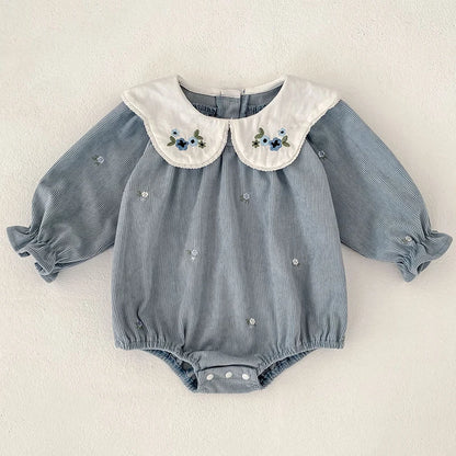 2025 New Toddler Baby Girls Romper Spring Children Clothes Ruffled Long Sleeved Cotton Baby Clothing Flower Baby Girls Jumpsuit