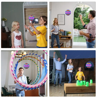 LED Colorful Flying Ball Automatic Boomerang Hover Orb, Gyroscopic Anti-Gravity Black Tech Magic Flying Toys for Children Gifts