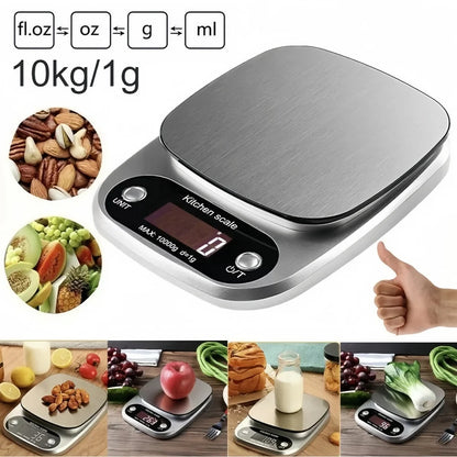 Digital Kitchen Scale Stainless Steel LCD Electronic Food Scale Jewelry Coffee Baking Portable High-quality Kitchen Tool 10kg/1g