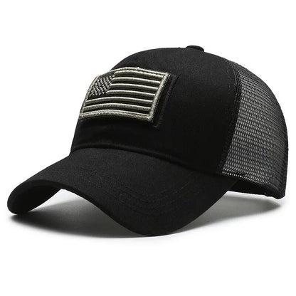 American Flag Camouflage Sticker Embroidered Baseball Cap Net Hat Men Outdoor Velcro Cap
