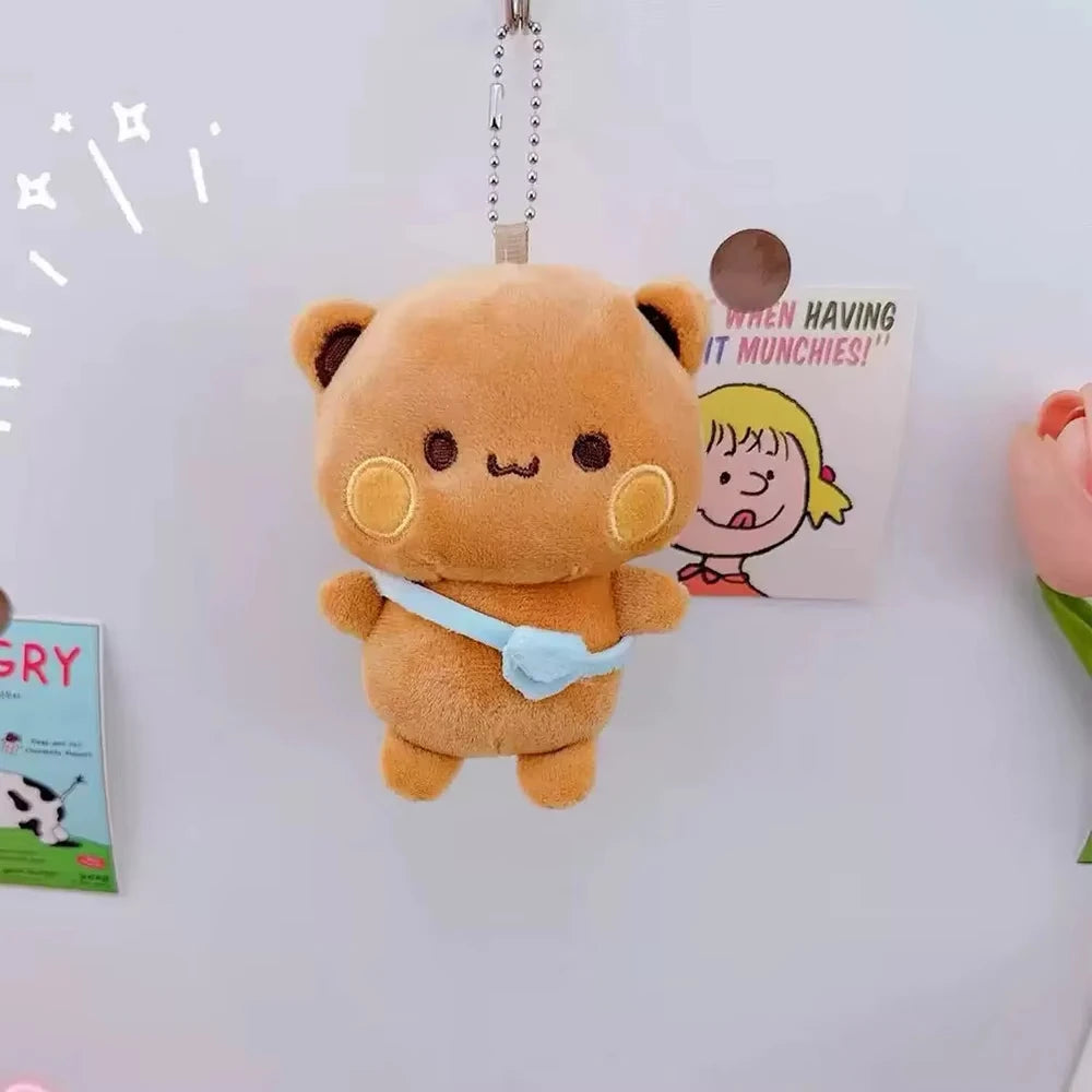 1/2Pcs New Panda Bubu and Yier Plush Pendant Keychain Dolls Cute Cartoon Panda Bear Key Ring Backpack Pendant Couple Gifts