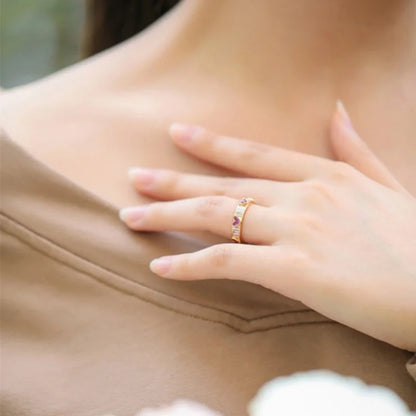  Colors Shiny Cubic Zircon Women Rings Gold Color Female Daily Wear Stylish Colorful Rings Anniversary Girl Gift Jewelry