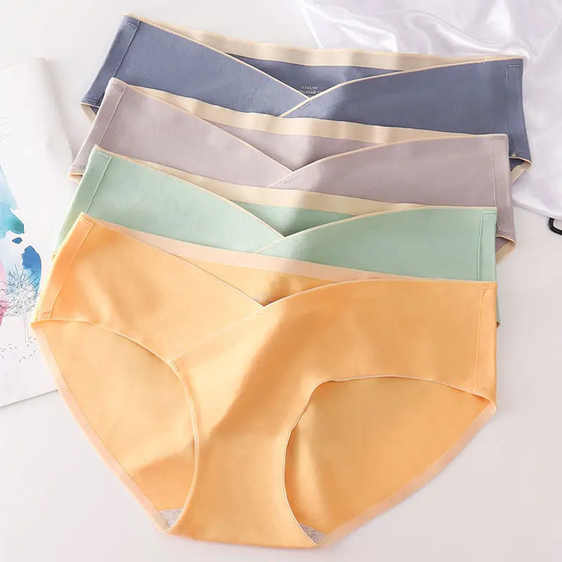 5PCS Cotton Maternity Panties High Waist Pregnant Panties Adjustable Belly Support Briefs for Pregnant Women Solid Color Panties