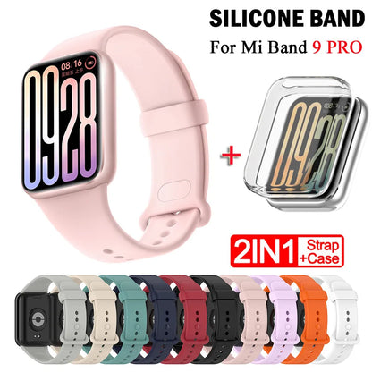 Soft Silicone Strap and One-piece Full Protective Case for Xiaomi Mi Band 9 Pro Strap Smart Band