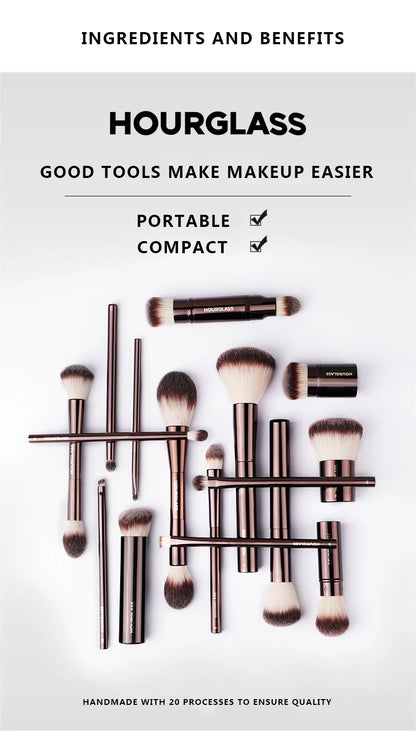 Hourglass Makeup Brush- No.15 Retractable Double-Ended Complexion Brush Soft Fiber Hair Fashion Design Single Face Brush