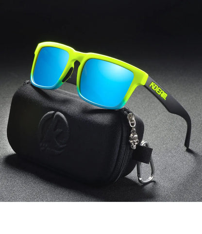 KDEAM Men's Polarized Sunglasses Square Casual Outdoors Sun Glasses Women Unisex Sunglass For Couple With Zipper Case