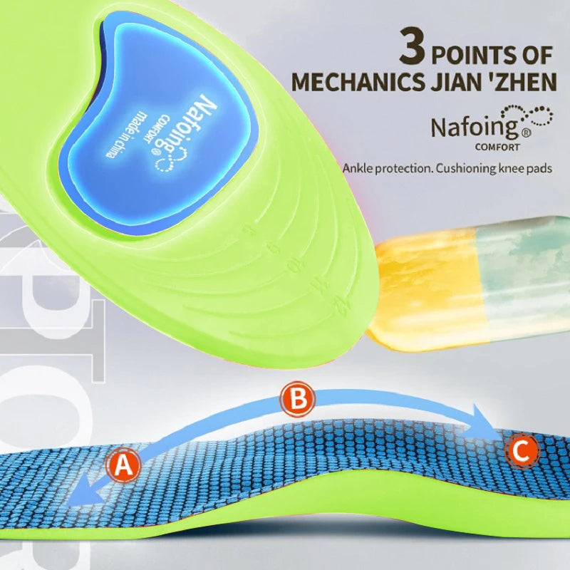 Green Orthopedic Insoles for Sport Shock-absorbing Insole for Shoes Arch Support Plantar Fasciitis Templates Pads Men Women Sole