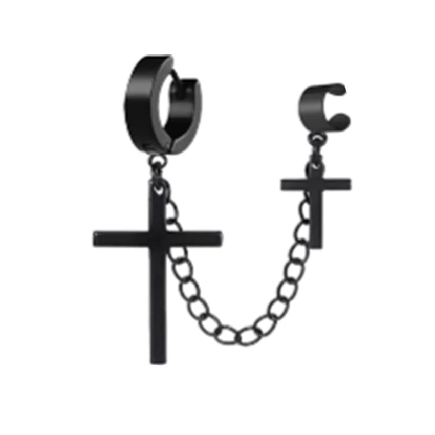1 Fashionable Punk Cross Pendant Stainless Steel WOMEN'S Earrings