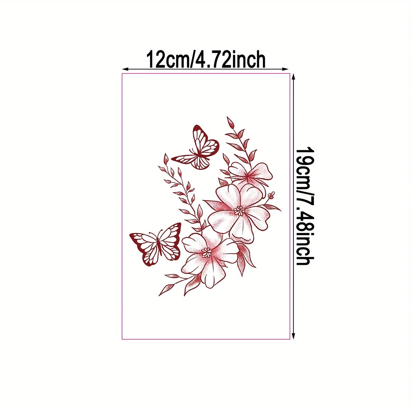 1 Sheet Butterfly Flower Temporary Tattoo Stickers, Waterproof Fake Tattoos Last for 2-5 Days