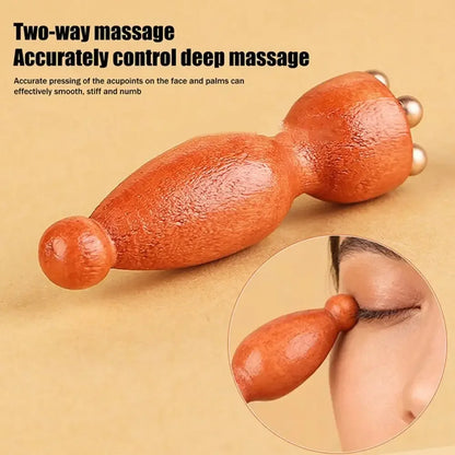 Contour Brush,Lymphatic Contour Facial Brush&Brass Lotus Eye Massage Stick Sandalwood Face Eye Meridian Acupressure Massage Tool