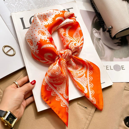 1pcs 70cm Houndstooth Printed Square Scarf For Women Silk CHRISTIAN Letters Fashionable And Versatile Headscarf Scarf Bandana