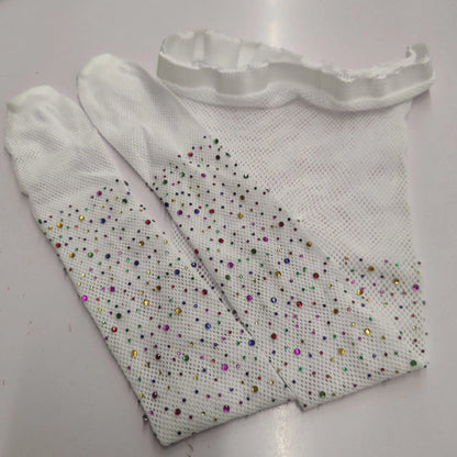Kids Girl with Rhinestone Fashion Fishnet Stockings Hollow Lace Glitter Pantyhose for Children Girl Summer Mesh Baby Hosiery