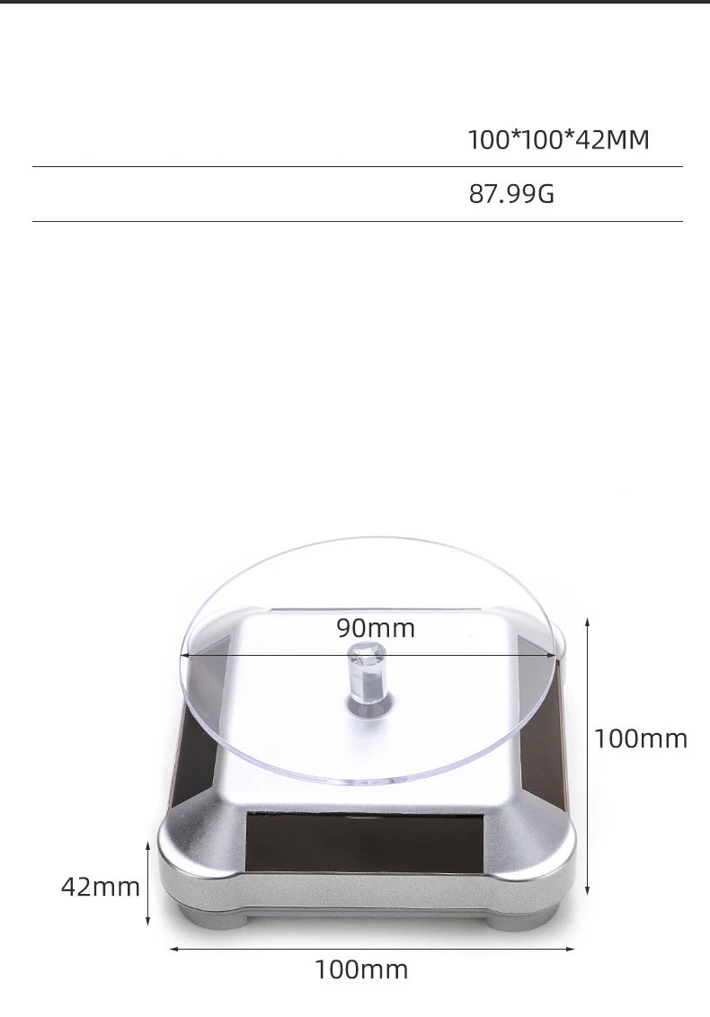 Solar Showcase 360 Automatic Rotating Turntable Jewelry Organizer Jade Ware Necklace Bracelet Watch Phone Display Stand